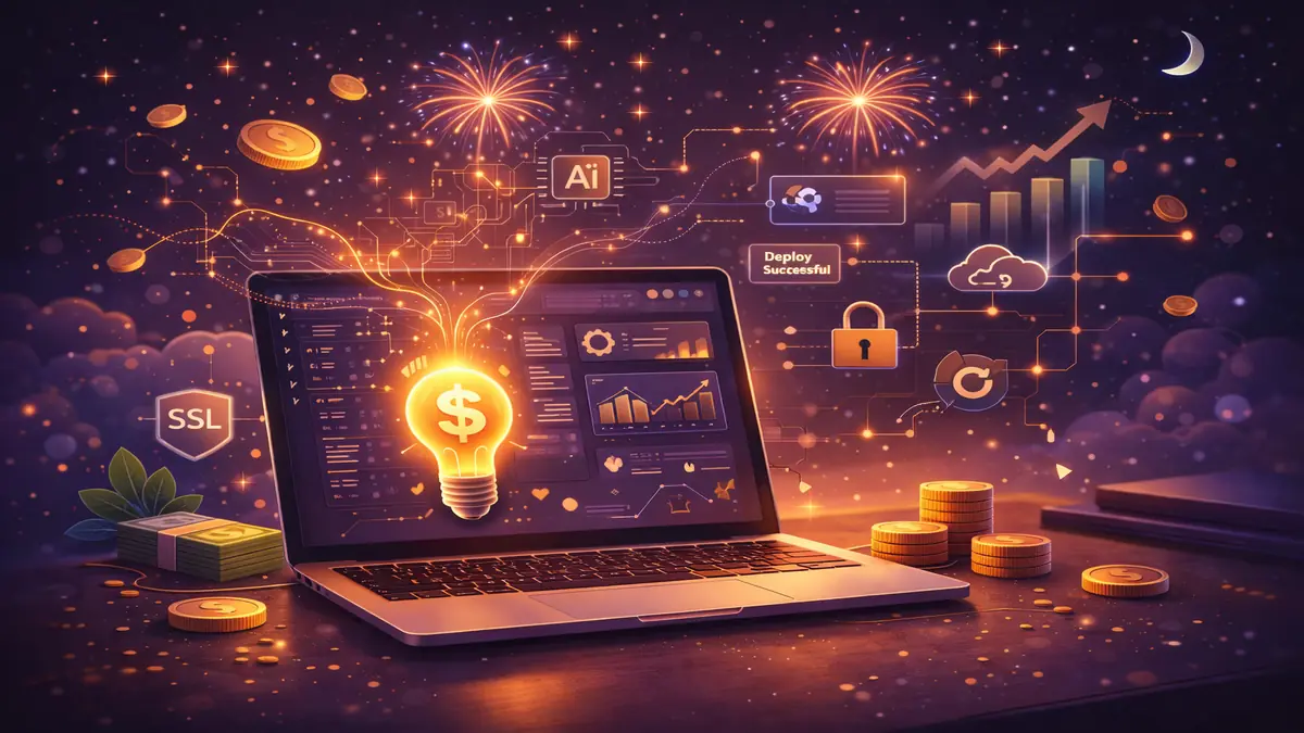 Illustration of cloud infrastructure deployment with server icons and connection paths
